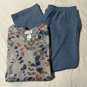 Alfred Dunner Blue and Gray Pajama Set Small (Pants) & Medium (Top)